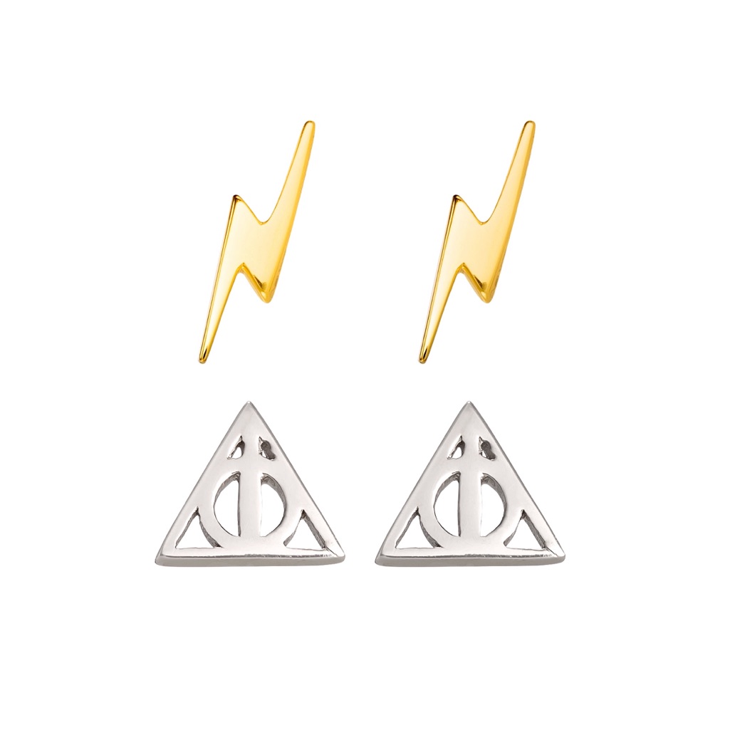 Nwt Sterling Silver 14kt Gold Plated Harry Potter Earring Set In Box 29$